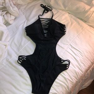 Black one piece bathing suit
